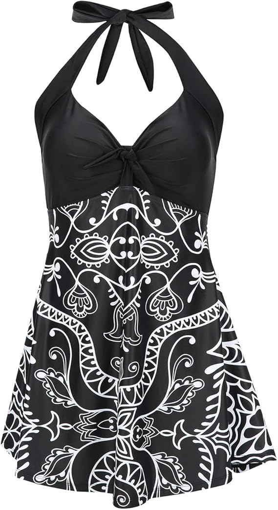 hde lemon women's one piece swimdress plus size tummy control