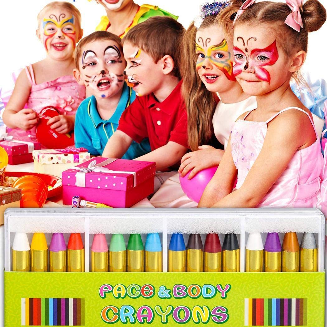 banlany Children\'s Kids 16 Colors Washable Face Crayons Kit Face Body Paint Sticks Kit