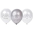 30 PC Biodegradable Remembrance Balloons: White & Silver Personalizable Funeral Balloons for Balloon Releases & Sympathy Gifts | Created/Sold by AMERIBA, a USA company (Variety Pack, Black Writing)