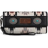 Wrangler Western Wallet for Women Aztec Turquoise Clutch Puese Trifold Wristlet Wallets