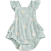 Thorn Tree Baby Girl Summer Clothes Newborn Outfit Ruffle Romper Infant Baby Dress Bow Headband Solid Cute Outfits Girls
