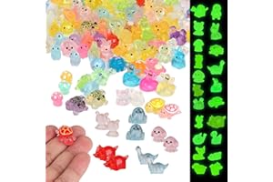 130 Pcs Mini Resin Animals Figures to Hide Tiny Variety Animals Bulk Pack Glow in The Dark for Garden Micro Landscape DIY Fis
