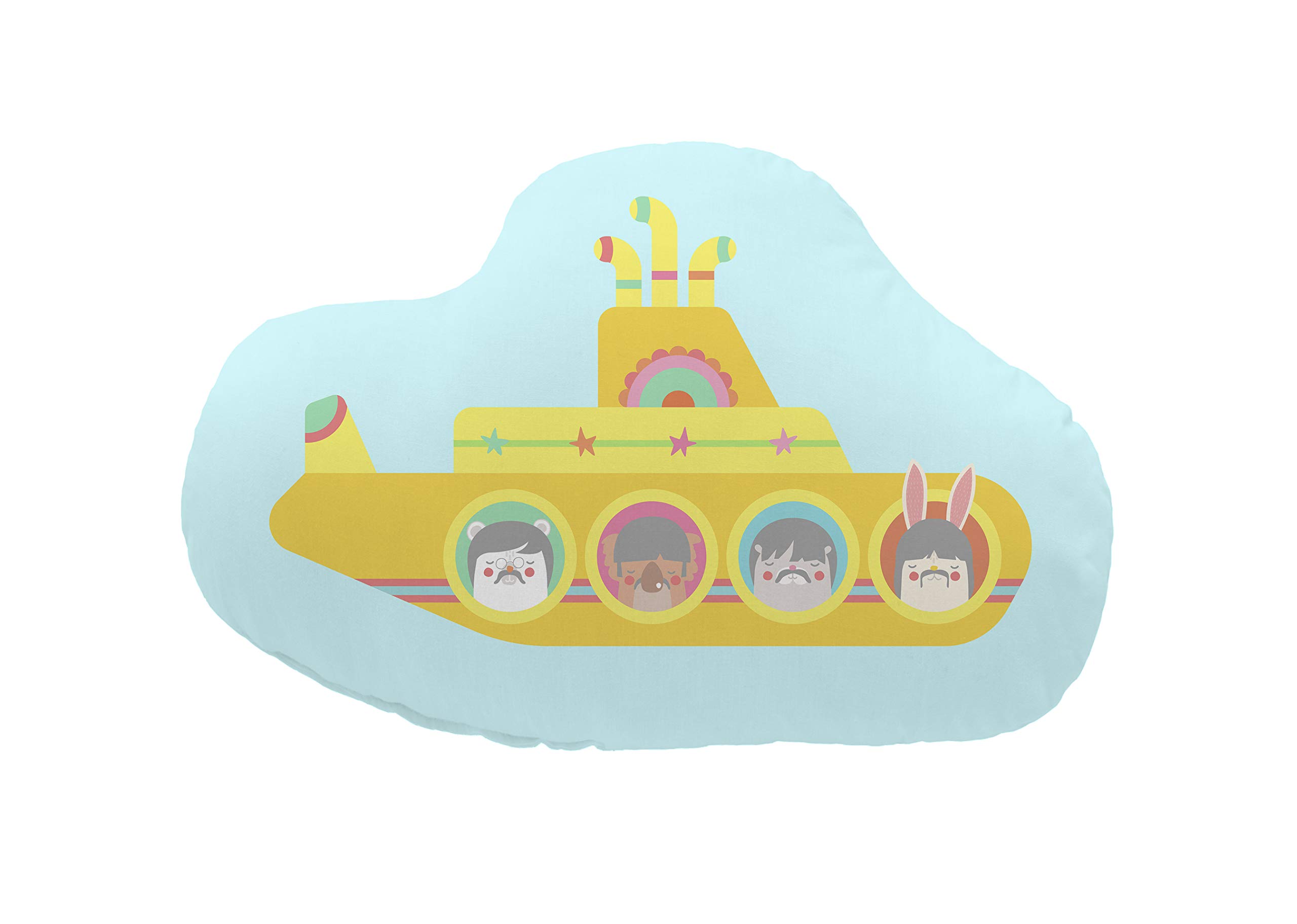 Pooch Lonely Shaped Cushion Band Submarine, 100% Cotton, Multi-Colour, 48 x 40 cm