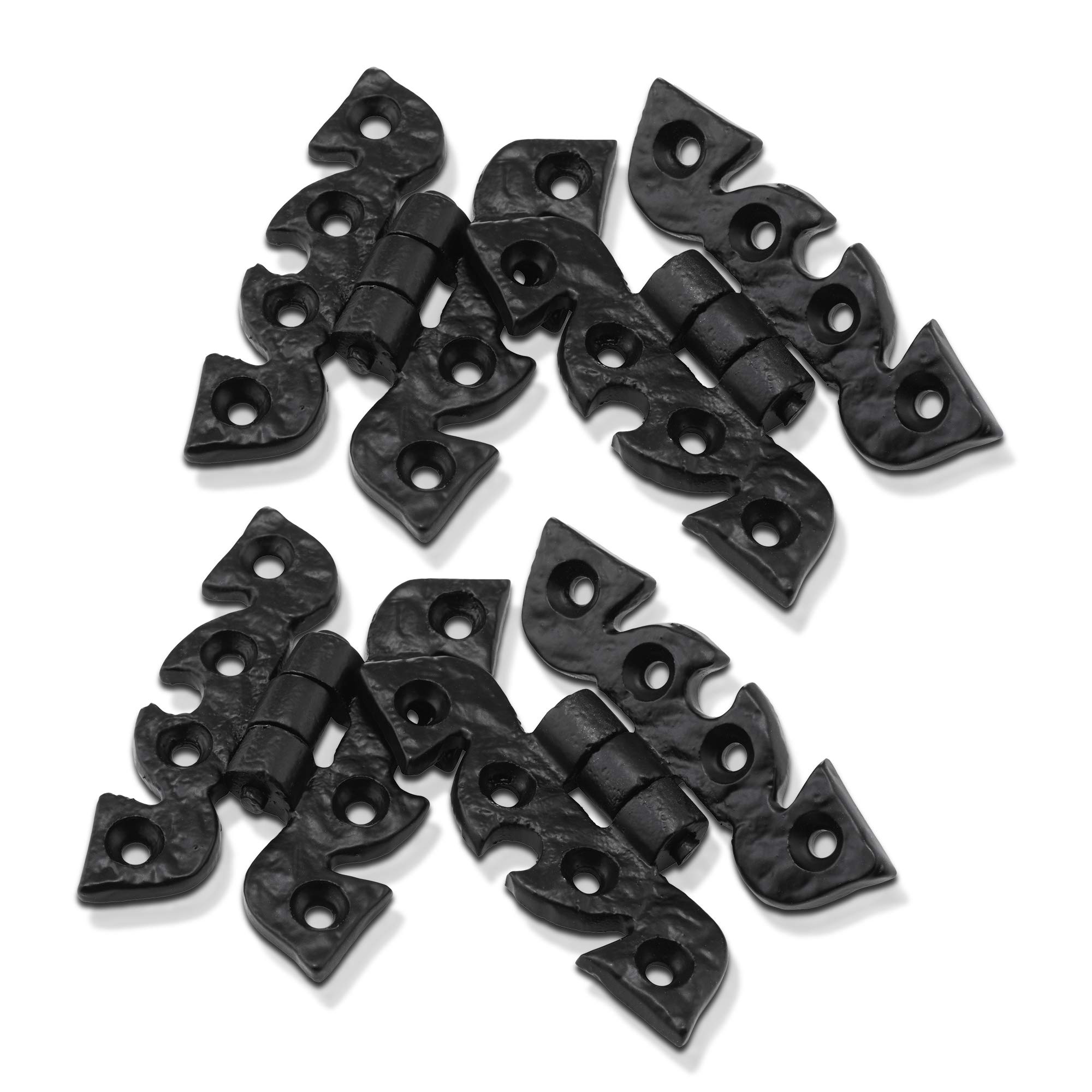 XFORT® 2 Pairs Black Butterfly Hinges With Rustic Ornate Design, Cabinet and Cupboard Hinge, Small Decorative Antique Door Furniture