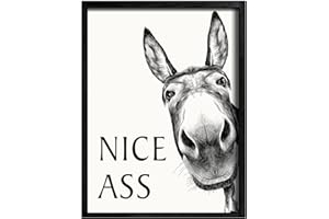 Nice Ass donkeys Bathroom Sign, Fun donkeys Bathroom Wall Decoration Painting, Playful DonkeyBathrooms Canvas Painting With B