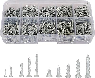 AMLOOPH Self Tapping Wood Screws 535 Pcs M2 M2.5 M3 Assortment Kit with Box