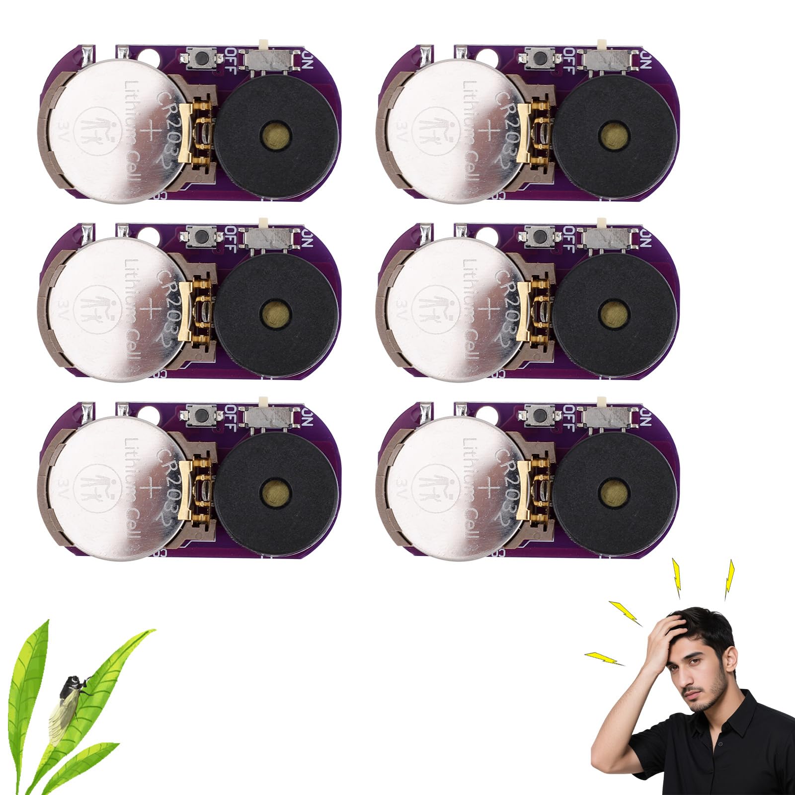 6pcs Cricket Noise Maker Prank, 20 Sounds Hidden Sound Prank Device with Chirping & Beeping Annoying Prankster Stuff Long-Lasting Battery for Office Home School Car Gag Gifts