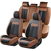 FLORICH Leather Car Seat Covers Full Set, Breathable Waterproof Nappa Leather Seat Covers, Gary Seat Covers, Automotive Interior Cover Universal for Cars SUV Truck Sedan - Coffee