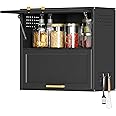 Coolsun Metal Wall Cabinet, Garage Wall Cabinet with Up-Flip Door, 31.5" W Wall Mounted Metal Storage Cabinet for Kitchen,Garage,Basement,Ware House Assembly Required (25.6" H Black)