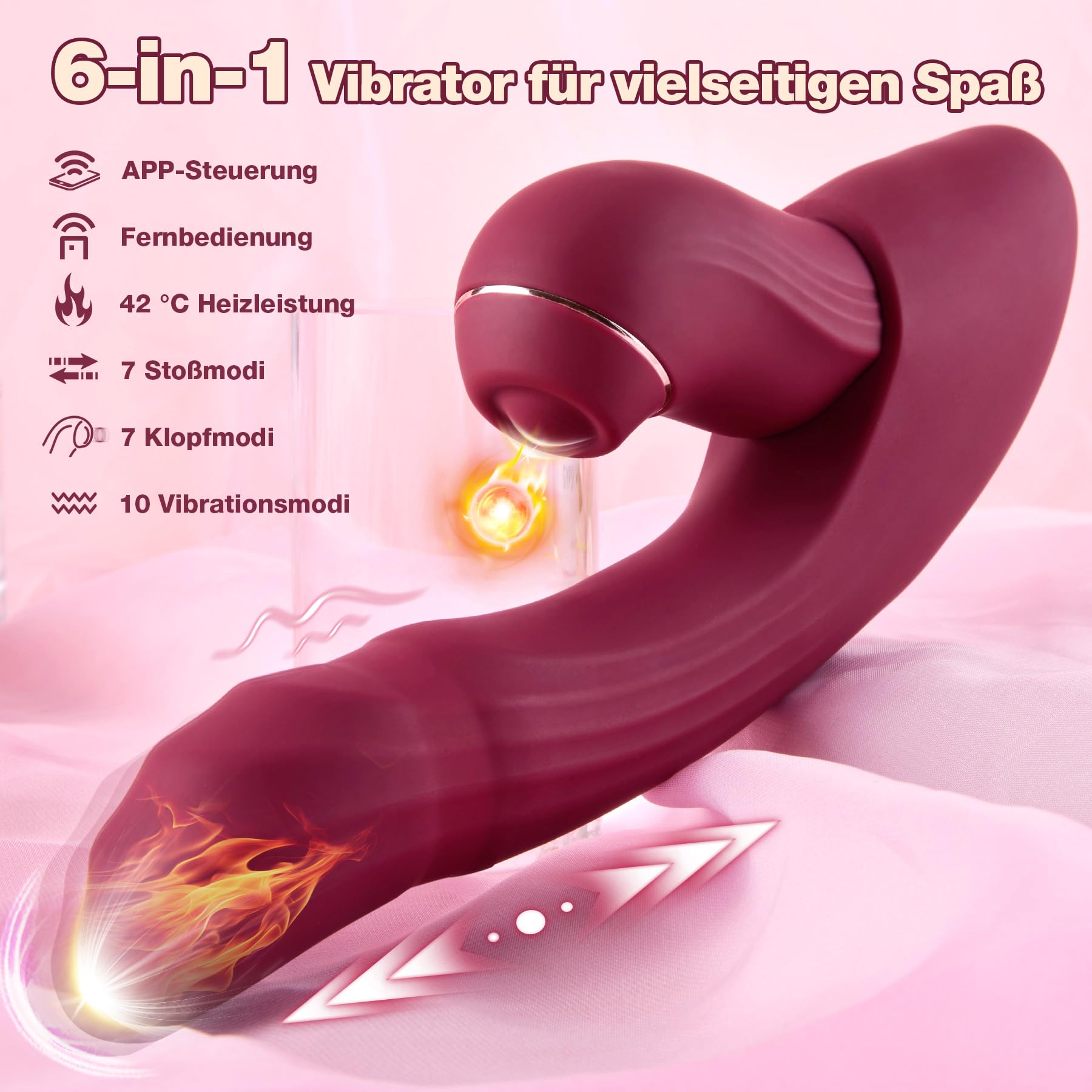 5 in 1 Sex Spielzeug für die Frau Vibrator mit APP für G-punkt Klitoris,Vibration für Frauen mit 7Stoßmodi 7 Pochen 10 Vibration 42℃ Heizfunktion,Vibratorensets für Frauen,Sex Toys Dildos Sexspielzeug