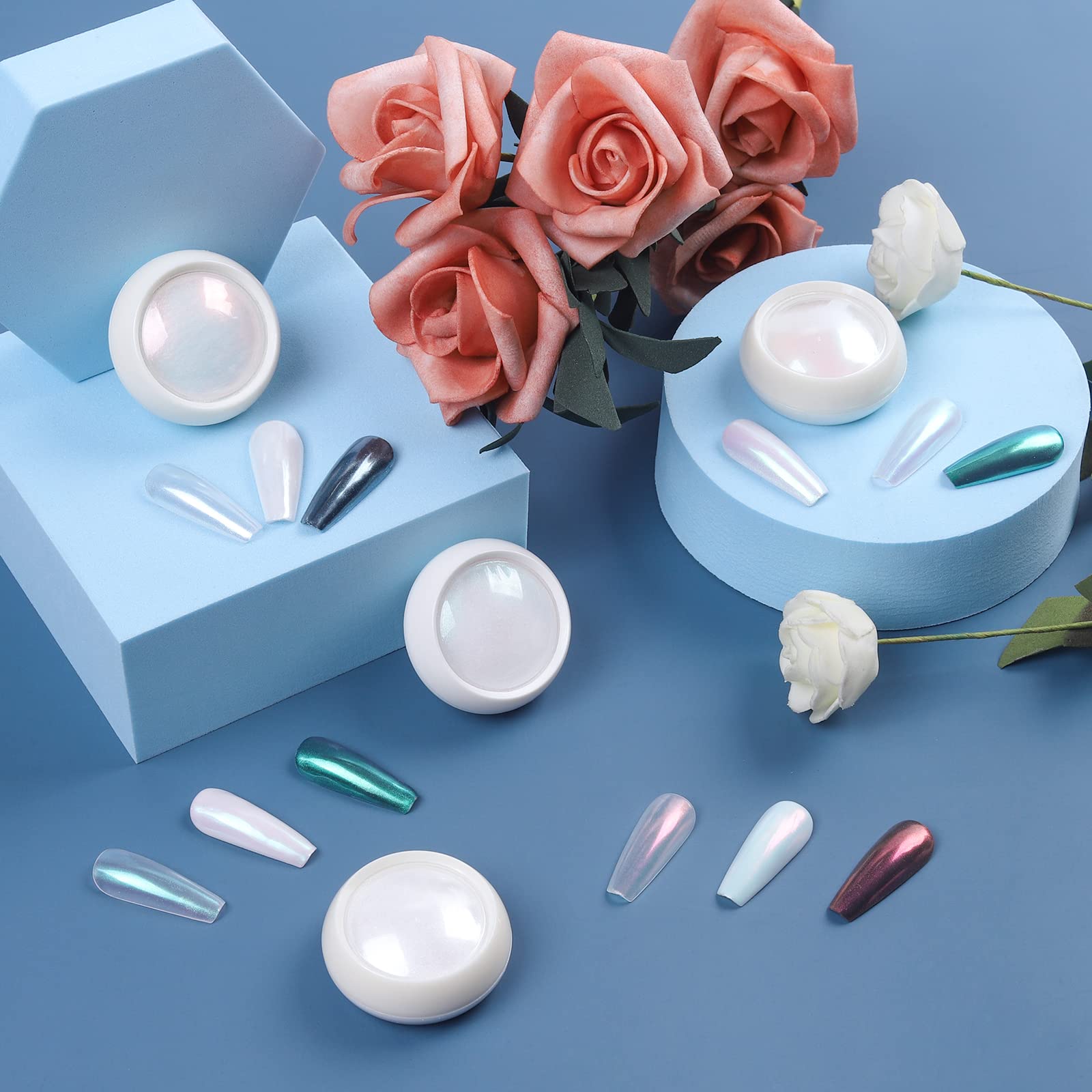 Artdone Chrome Nail Powder Metallic Mirror Glitter Effect Pigment Iridescent Aurora Mermaid Pearl Dust Kit for Gel Polish Nail Art Decoration, Resin Craft Arylic Powder - Image 5