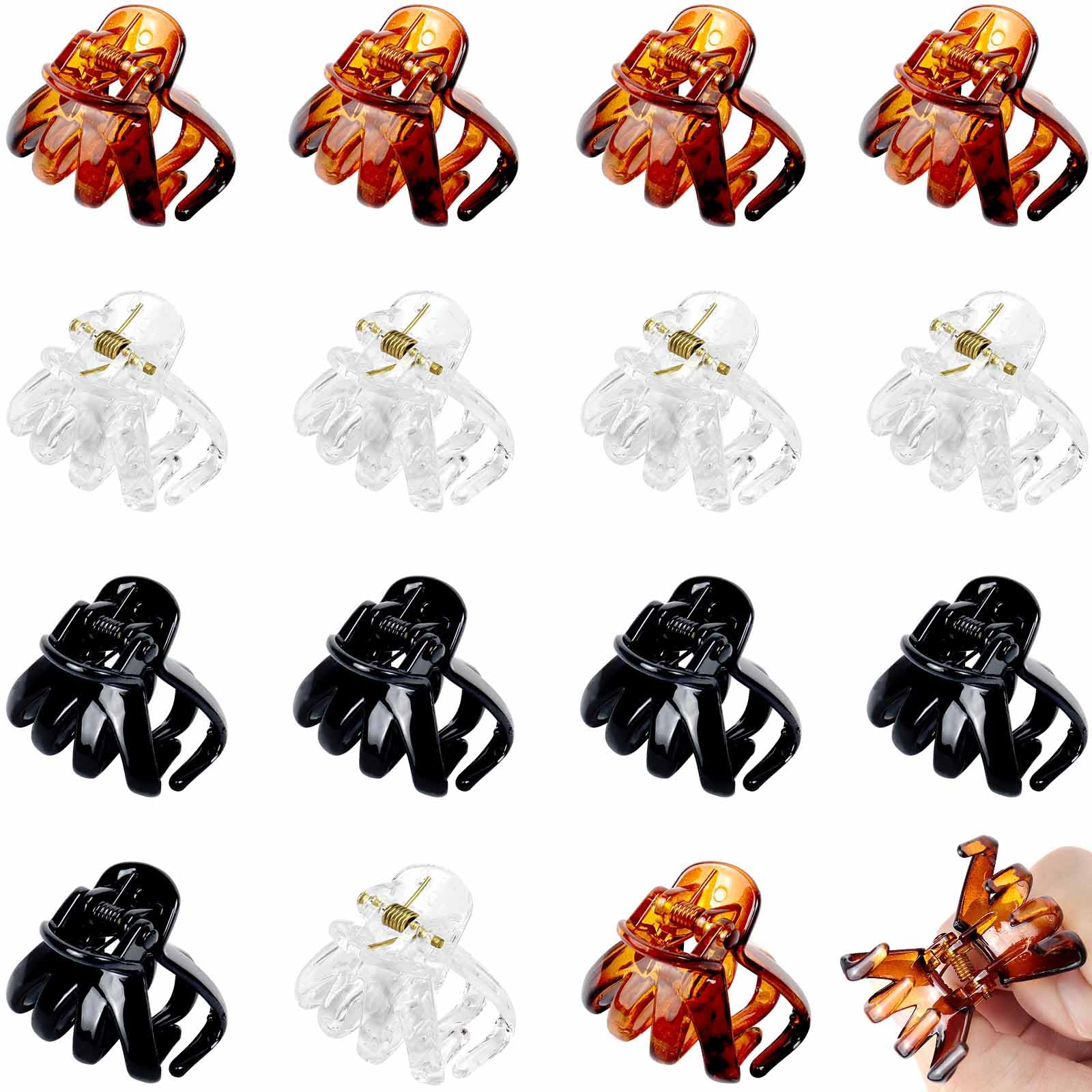 PROPOG 15 Pcs Small Octopus Claw Hair Clips for Fine Short Hair, Non Slip Mini Hair Grips 3cm for Women & Girls Hairstyling Accessories