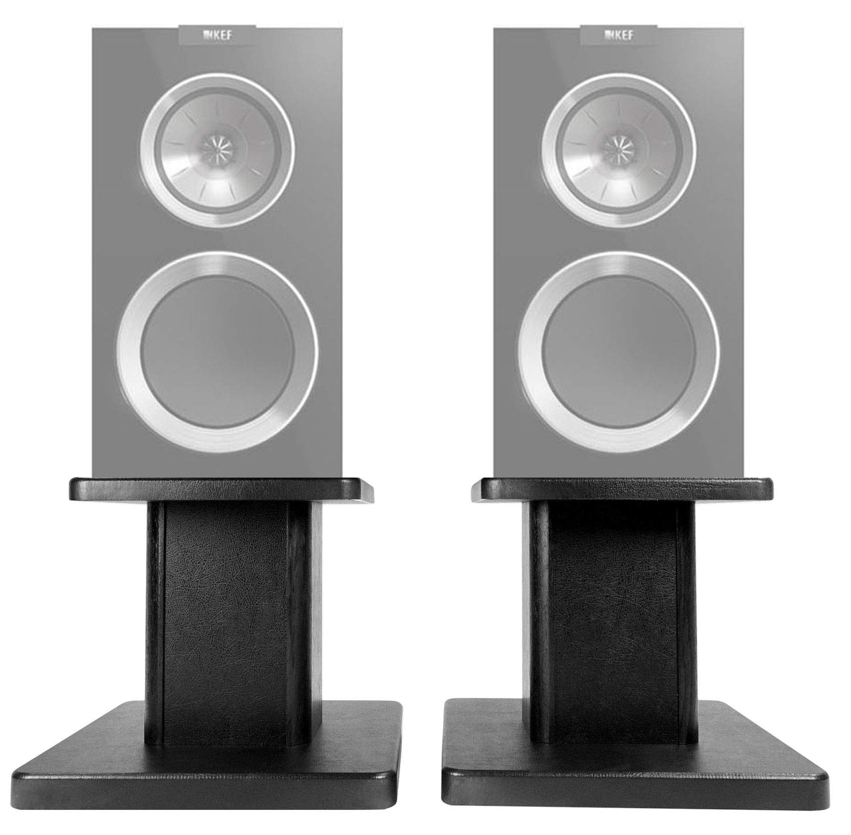(2) 8 Black Bookshelf Speaker Stands For KEF R300 Bookshelf Speakers