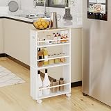 HOOBRO Slim Storage Trolley 4-Tier Narrow Kitchen Cart on Wheels view 2