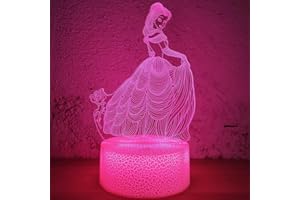 i-CHONY Princess Gift Night Light for Girls,Princess 3D Illusion Lamp with Remote & Smart Touch 16 Colors Dimmable Bedroom Decorations Bedside Lamp,Princess Toys for Kids Girls Teens Birthday Gift