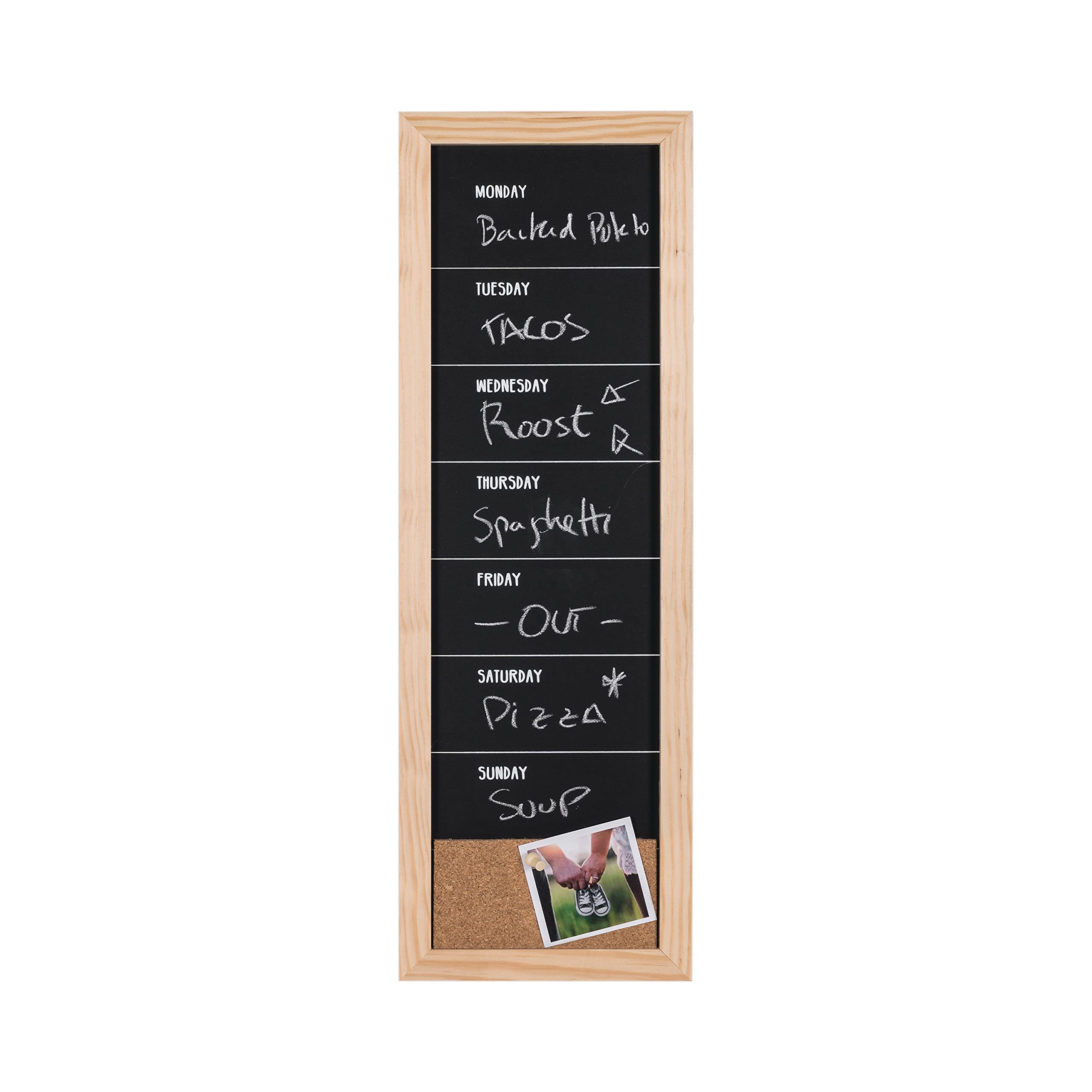 Bi-Office - Combo Chalkboard Week Planner, 300 x 900 mm, Pine Frame