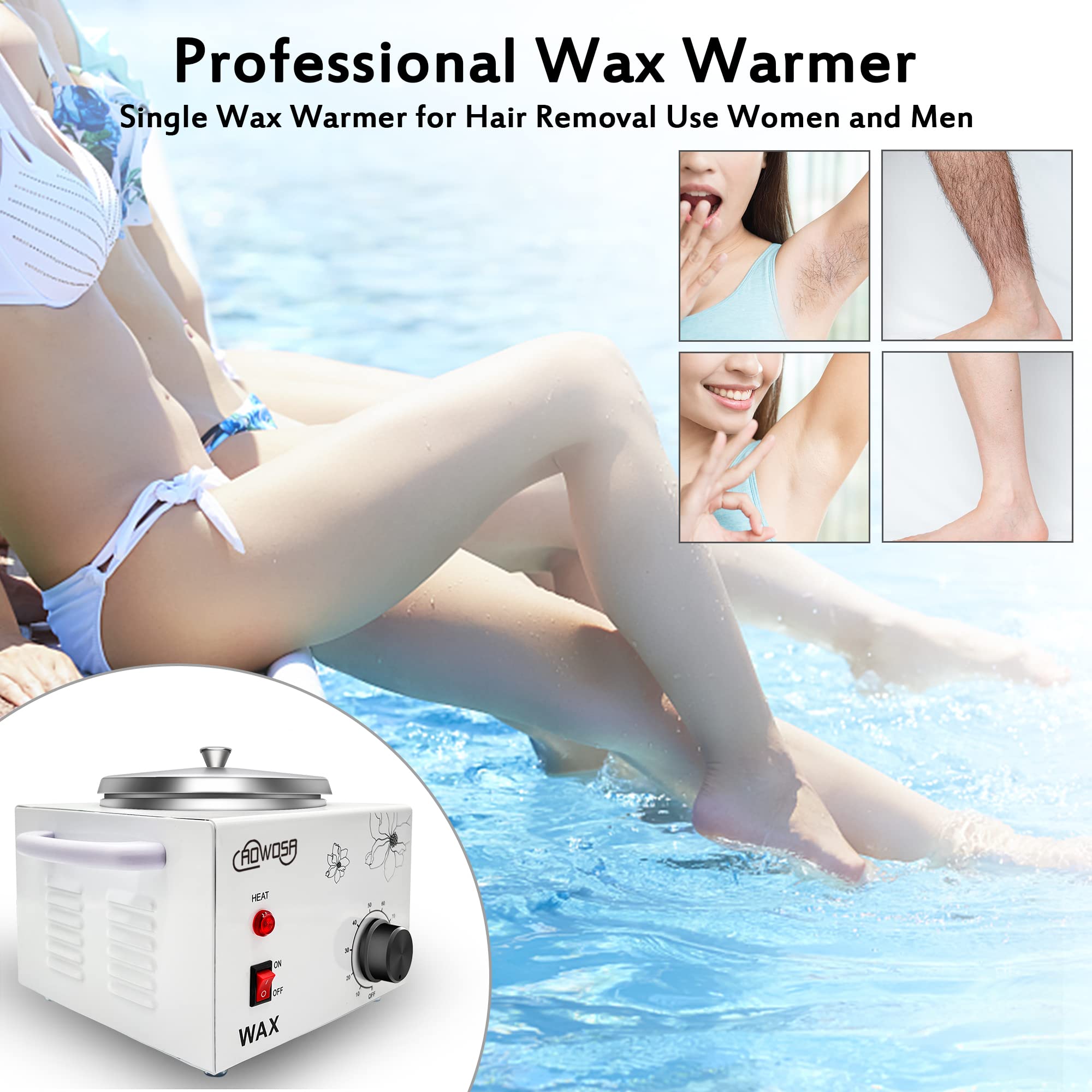 Single Wax Warmer Professional Electric Wax Heater Machine for Hair Removal, Large Waxing Pot Paraffin Facial Skin Body SPA Salon Equipment with Adjustable Temperature Set