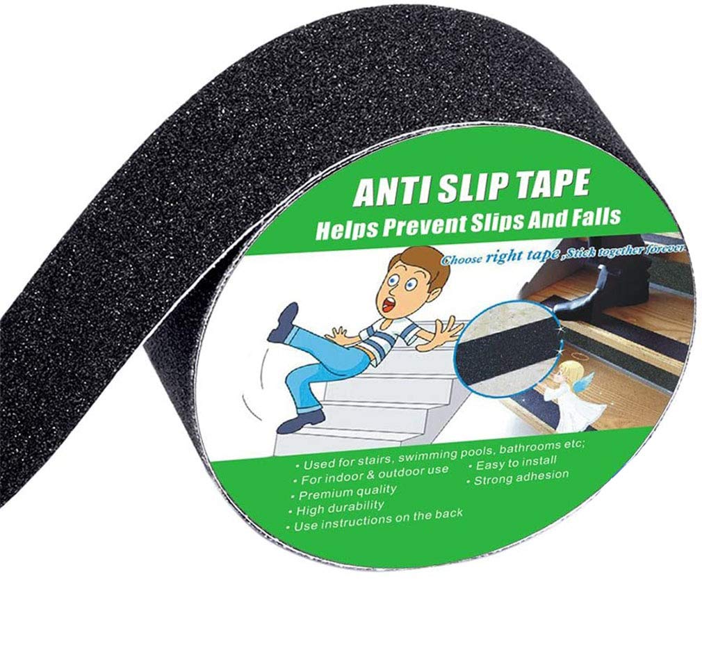 Yorwe Anti Slip Tape, High Traction, Strong Grip Abrasive, Not Easy Leaving Adhesive Residue, Indoor & Outdoor (50MM Width x 5M Long, Black)