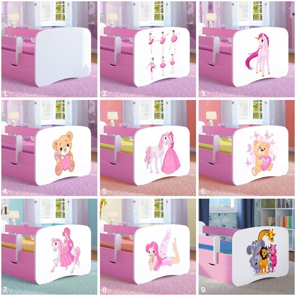 Pink Toddler Girl Bed Kids Bed Junior Childrens Single Bed with