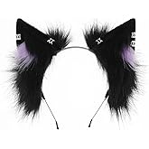 Focupaja Women Cat Ear Furry Animal Headband Handmade Cute Wolf Fox Cosplay Halloween Costume Headwear