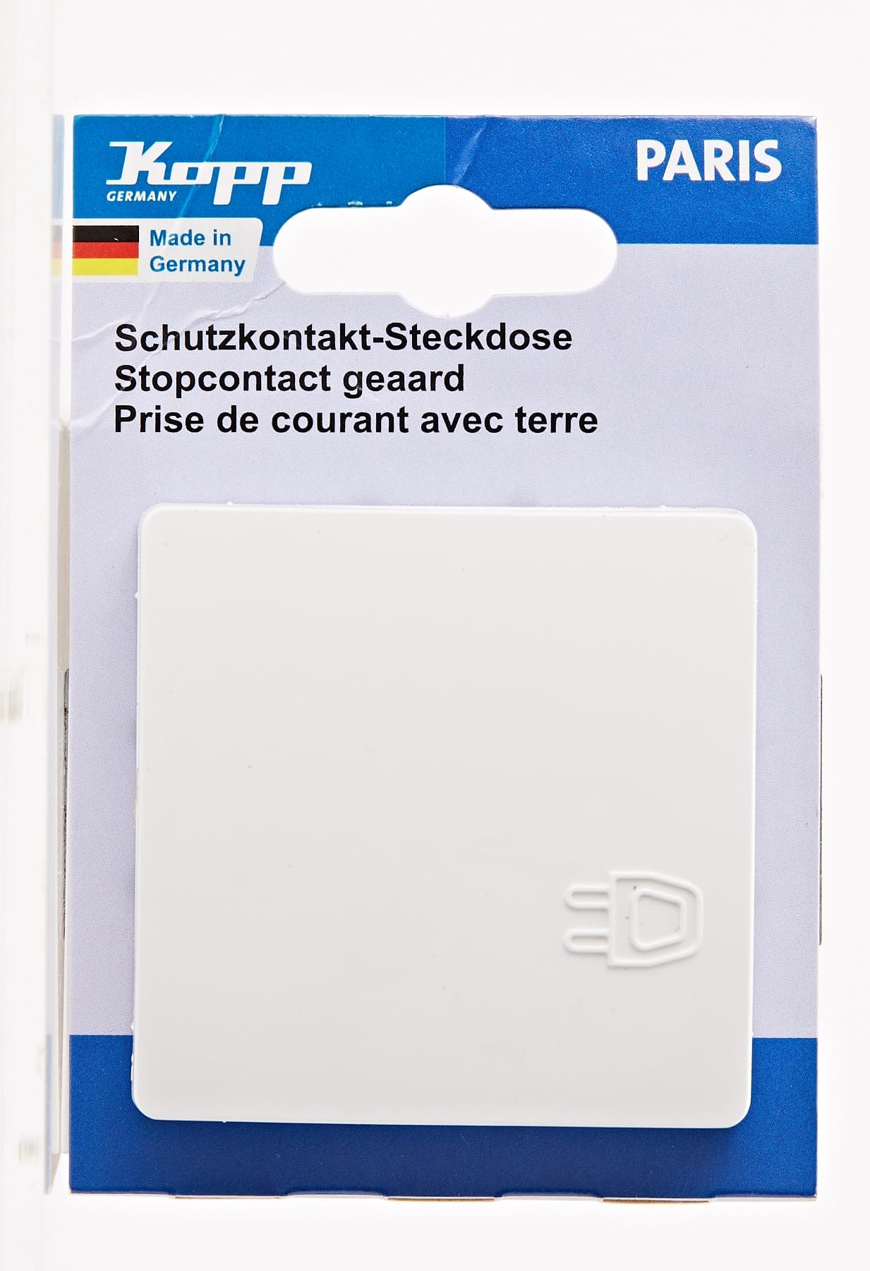 Kopp PARIS Schutzkontakt - Steckdose mit Deckel arktis - weiss