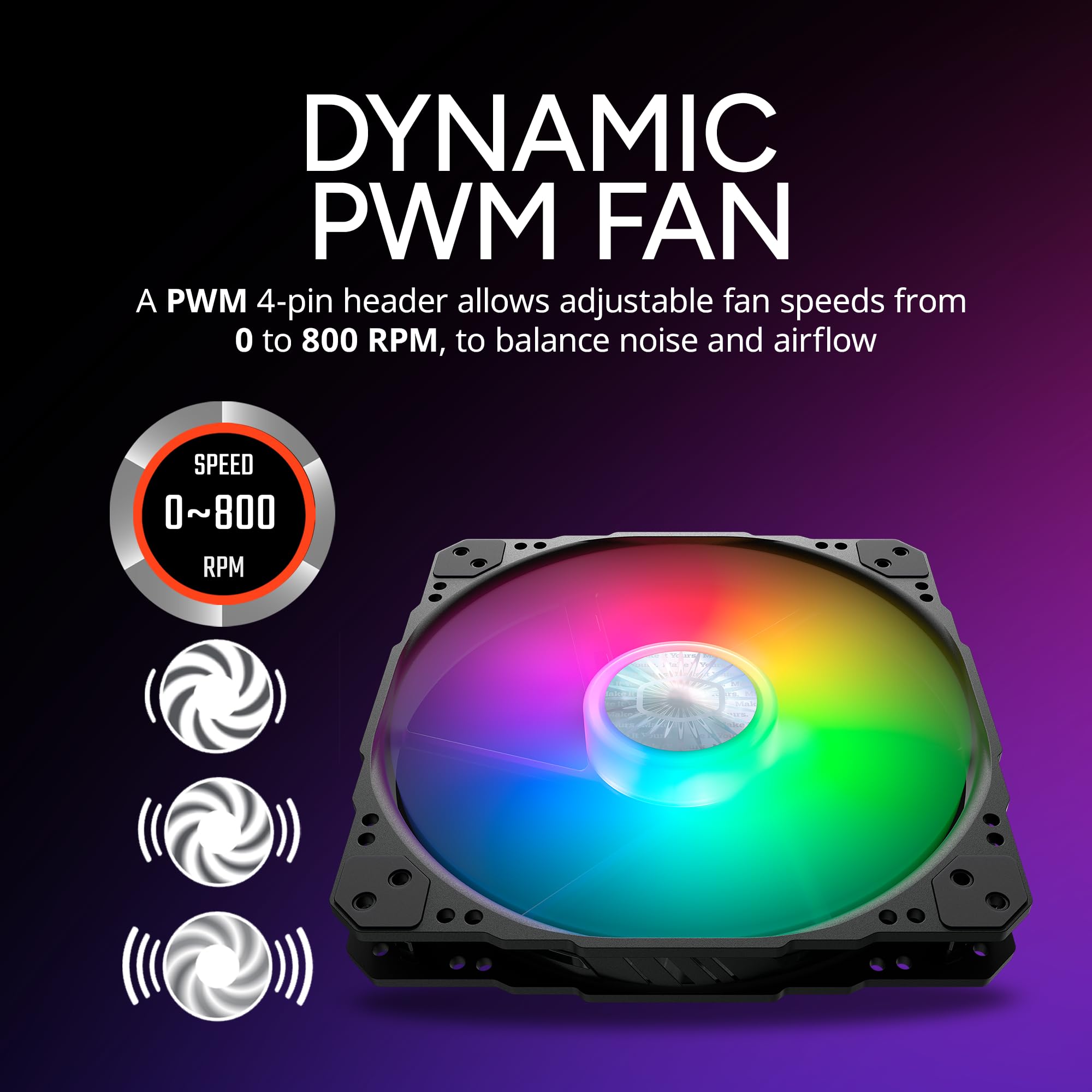 Cooler Master SickleFlow 200 ARGB Gen 2 Square Frame Fan, Customizable LEDS, Air Balance Curve Blade, Sealed Bearing, PWM Control for Computer Case