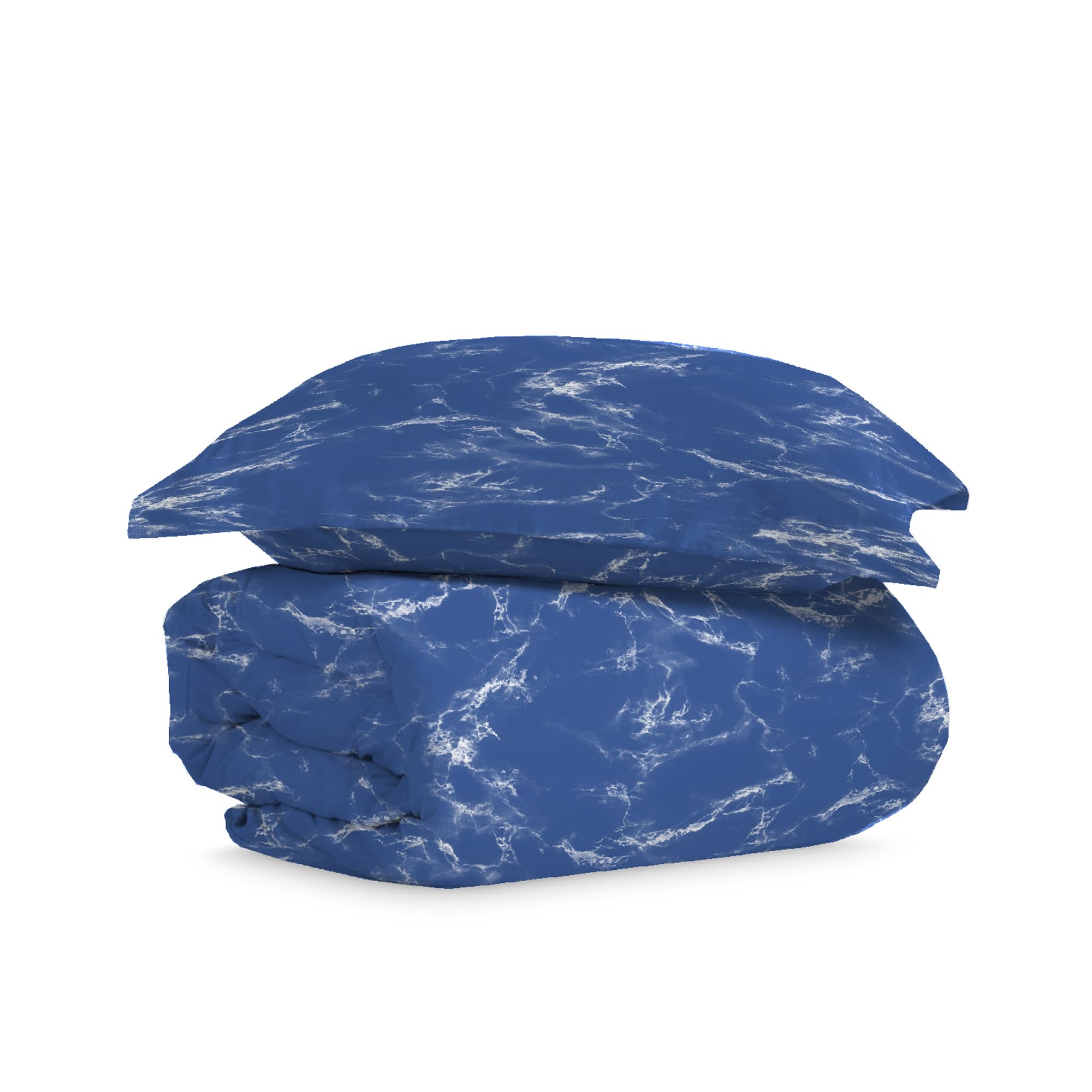 Pizuna Cotton Single Marble Blue Print Duvet Cover 140x200, 400 Thread Count 100% Long Staple Cotton Single Duvet Cover Set, Sateen Single Quilt Cover with Button Closure (Printed Duvet Cover) — image 1