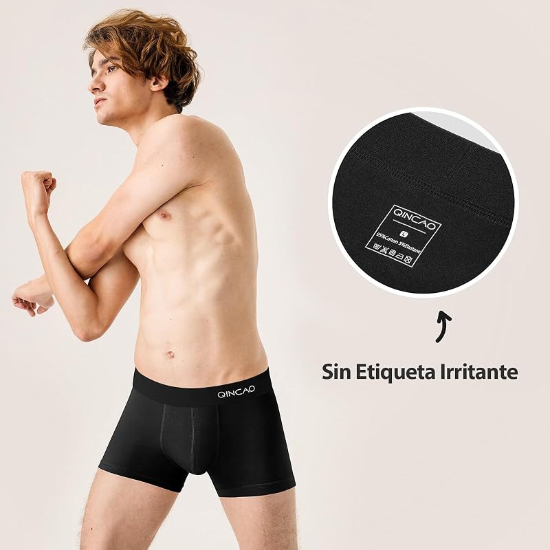 Boxers justos masculinos qincao, pacote de 6 peças, cuecas masculinas, boxers de algodão, roupas íntimas confortáveis ​​para homens