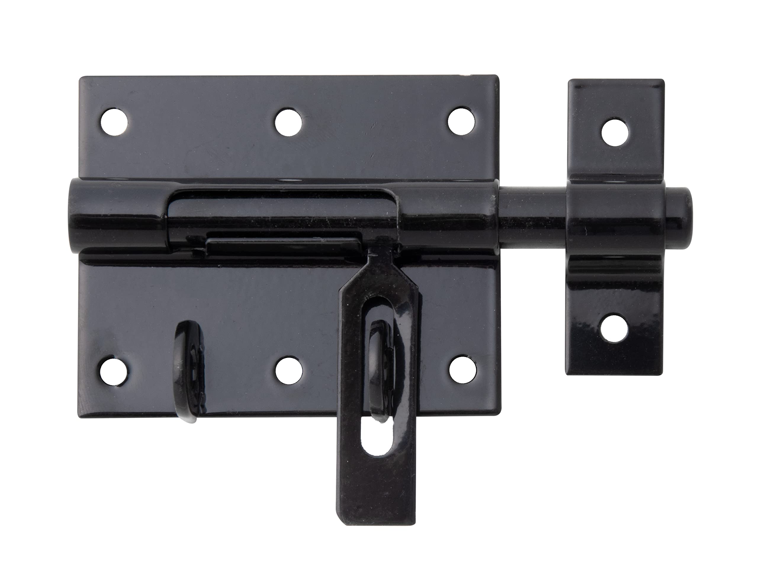 GAH-Alberts Black Alberts 137311 Lock Bolt with Attached Loop Plastic Coated Plate 80 x 64 mm Bolt Diameter 11.5 mm Total Length 116 mm Set of 10