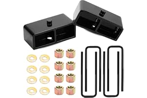 ILONPA 2" Rear Leveling Lift Kit Fit for 1988-1999 Chevy GMC K1500, 2 inch Raise Blocks & U-bolts Set for 1995-1999 Tahoe Suburban 1500, 1999-2020 Chevy Silverado 1500 GMC Sierra 1500, Set of 2