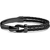 Elegatto Signature Gold Bracelet for Men | Braided Full-Grain Black Leather with 18k Gold-Plated Stainless Steel Hook Closure | Men’s Designer Jewelry Bracelets