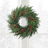 Gatijan 26 Inch Pine Wreath Christmas Wreaths for Front Door Real Touch Large Wreath Artificial Cedar Green Wreaths for Walls Windows Porches Farmhouse Indoor Outdoor Xmas Winter Holiday Home Decor