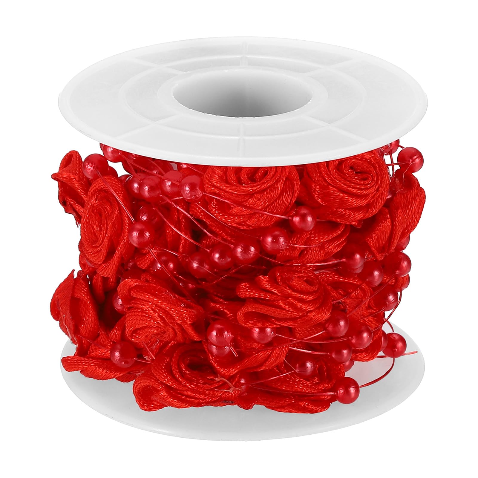 PATIKIL Rose Pearl String Beads, 16.4 Ft Artificial Pearl Wire Garland for Christmas Party DIY Craft Home Wedding Decorative Red