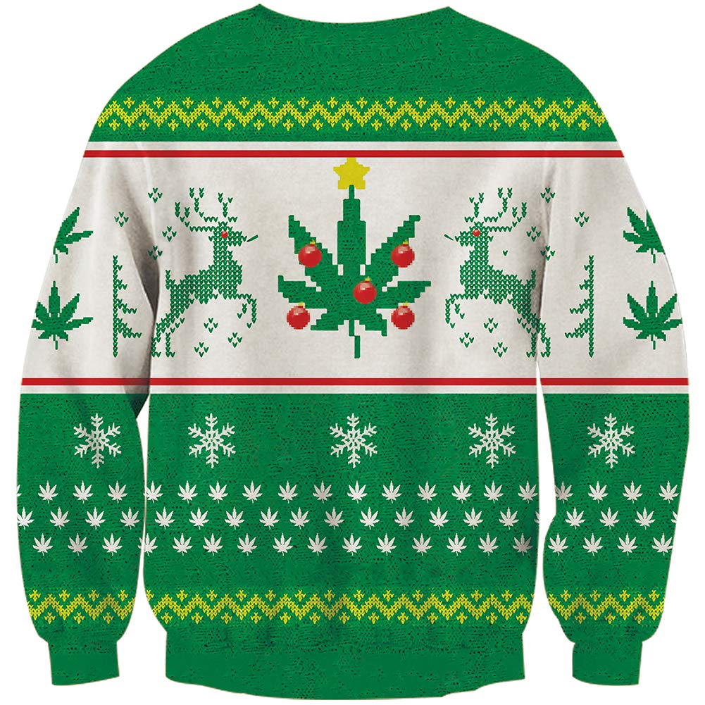 Boys Girls Major Ugly Sweater Spring Fall Winter 3D Element Sweatshirts Xmas Green Red Leaves Deer Christmas Jumper Floral Casual Top for Men Womens Daily Office Work Dating Sports Clothes Size L