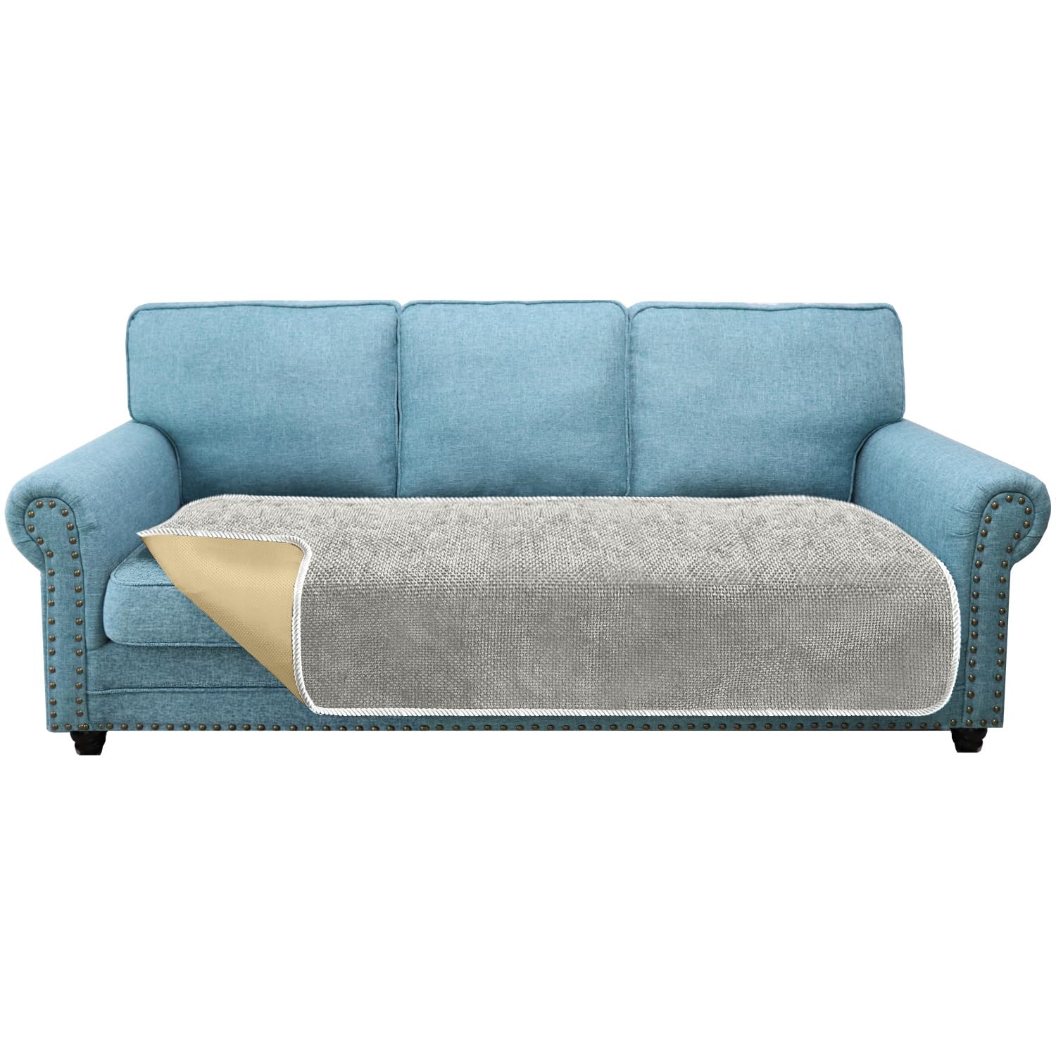 Granbest Non-Slip Sofa Seat Covers 3 Seater Thick Sofa Cover Sofa Protectors from Pets Universal for All Seasons (3 Seater, Light Grey)