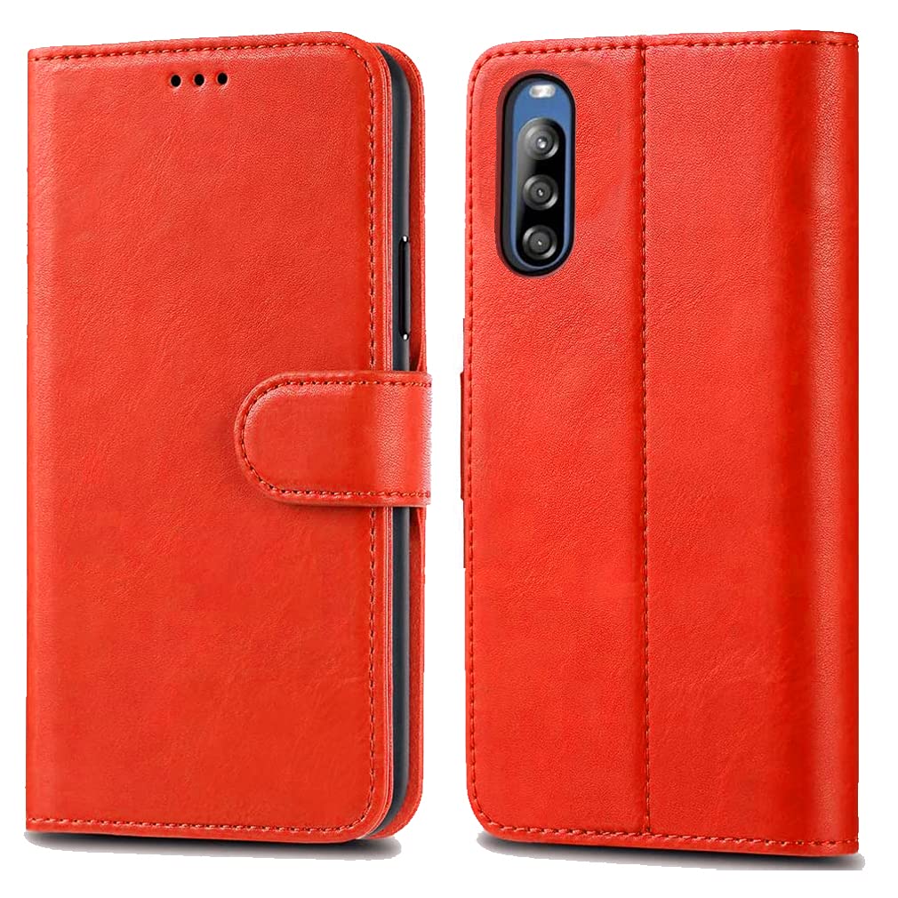 GAPlus Sony Xperia L4 Leather Case - Premium Wallet Case Leather Flip Cover For Sony Xperia L4 6.2" [Card Holder] [Magnetic Closure] (Red)
