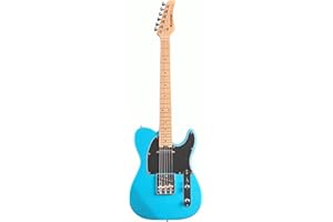 Censtar Electric Guitar, Solid Electric Guitar Consists of a Roasted Mahogany Body and Maple Neck,Professional/Full Size Mercury Electric Guitar for Adults. (Sky Blue-pickguard)