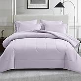 Maple&Stone Lavender Comforter Set Full, 7 Pieces Bed in a Bag Light Purple - Lightweight Bedding Set with Comforter, Sheets, Pillowcases & Shams, Lilac Purple