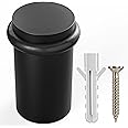 NYCO - Floor Door Stopper Chrome Door Stop - Classy Solid Steel Modern Heavy Duty Door Stoppers - Floor Mount Anchor Screw - Wall Protector for Commercial Door (2 Inch Black Finish)