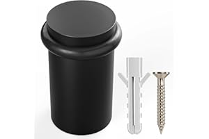 NYCO ARCHITECTURAL HARDWARE NYCO - Floor Door Stopper Chrome Door Stop - Classy Solid Steel Modern Heavy Duty Door Stoppers - Floor Mount Anchor Screw - Wall Protector for Commercial Door (2 Inch Black Finish)