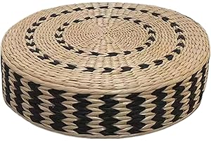 Round Tatami Floor Cushion, Natural Woven Boho Meditation Pillow for Living Room & Bedroom/16x4 Inch
