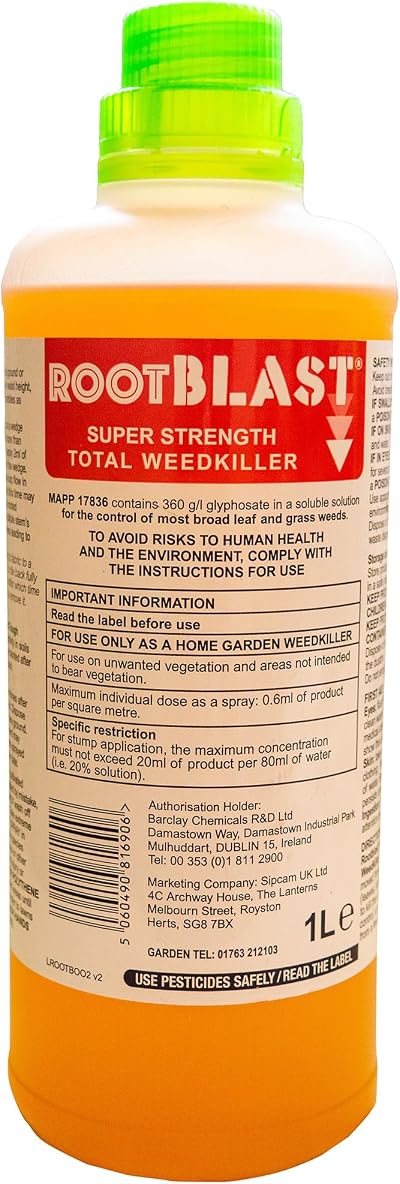 Rootblast Super Strength Concentrated Weed Killer Glyphosate 1L