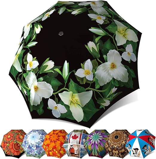 Floral Umbrella for Women Black White Designer Umbrella