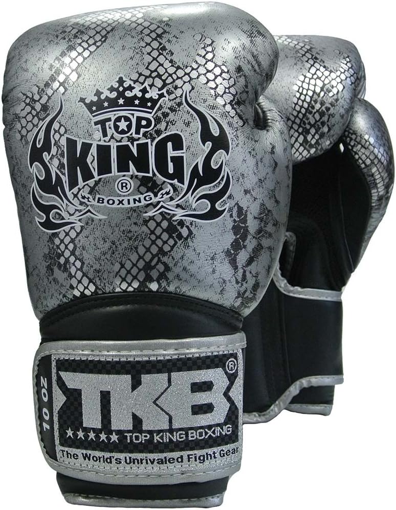 TOP KING Boxhandschuhe, Python, schwarzsilber, Boxing Gloves, Muay