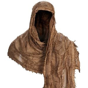 CLeemuziN Medieval Viking Tattered Scarf Shawl Renaissance Hooded Cowl Cape Goth Rogue Wizard Cowl LARP Halloween Cosplay