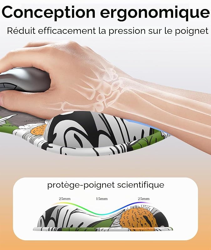 Tapis de Souris avec Support pour Repose-Poignets en Gel, Ergonomique Concave à Support Doux et Base antidérapante (Z-Chat-4)