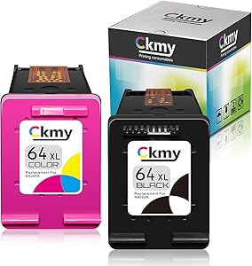 CKMY Remanufactured 64XL Ink Cartridge Replacement for HP 64 XL Combo Pack for Envy Photo 7800 7858 7155 7855 6255 6252 7158 7164 6222 7120 7130 Tango X Smart Home Wireless Printers ( Showing Ink )