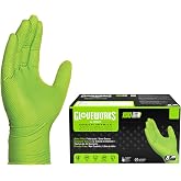 GLOVEWORKS HD Green Nitrile Industrial Disposable Gloves, 8 Mil, Latex-Free, Raised Diamond Texture, Large, Box of 100