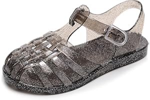 ursloole Toddler Girls Jelly Shoes Soft Unisex-Child Boys Jellies Sandals Rubber Sole Closed Toe Beach Summer Mary Jane Kids Princess Dress Flat