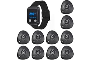 WNKRUN Restaurant Pager System Wireless Calling Pager System with 1 Waterproof Watch Pager and 10 Call Buttons with Cancel Key